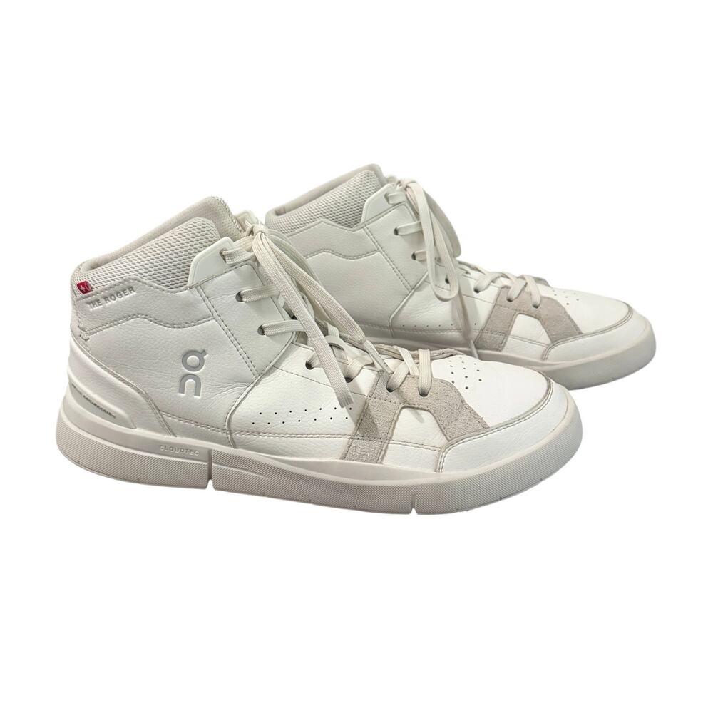 ON The Roger Clubhouse Mid Top Sneakers White Leather Men’s 10 Casual Streetwear